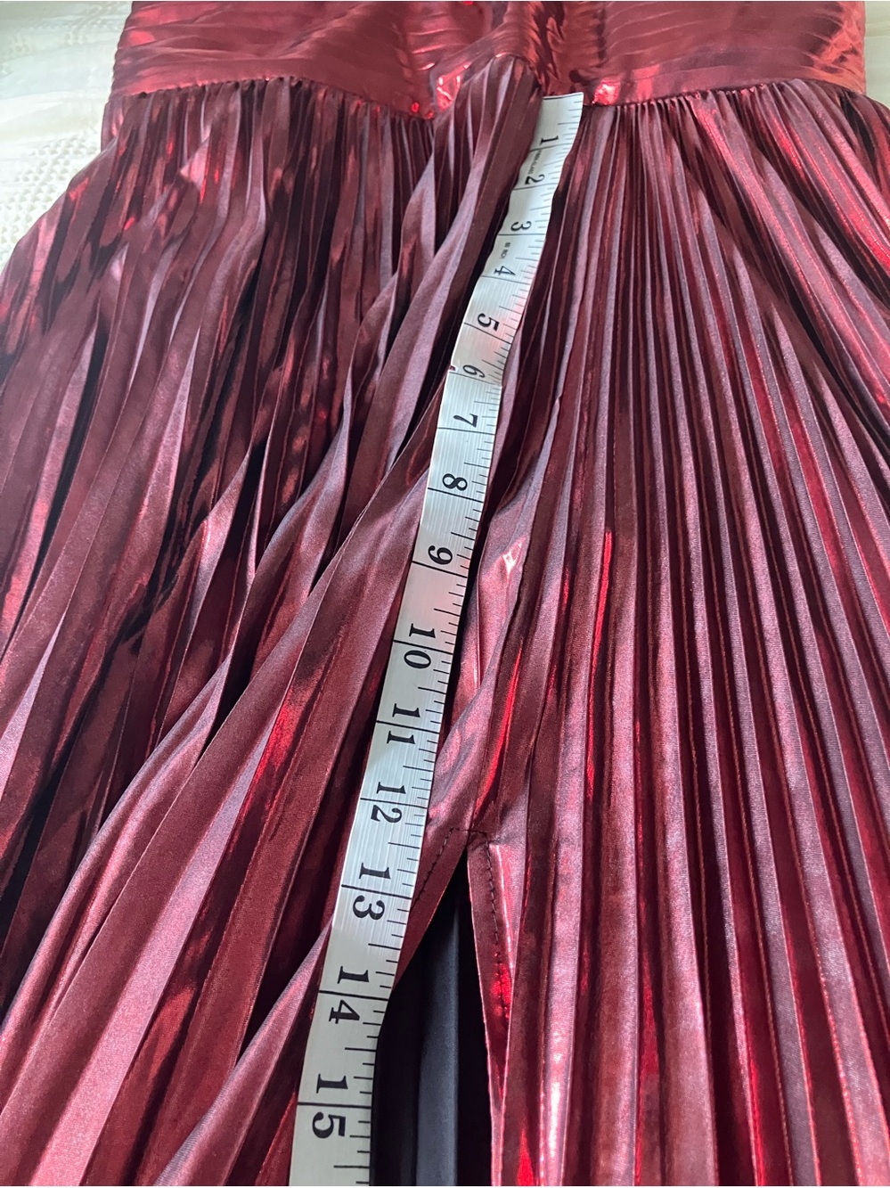 UNBRANDED Red Metallic High Low Pleated Maxi Dress Size M - Picture 15 of 16